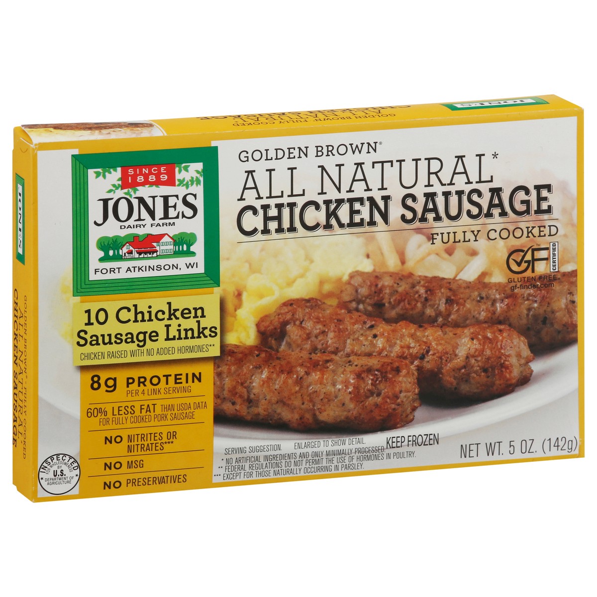slide 5 of 9, Jones Dairy Farm Golden Brown All Natural Fully Cooked Chicken Sausage Links, 10 ct