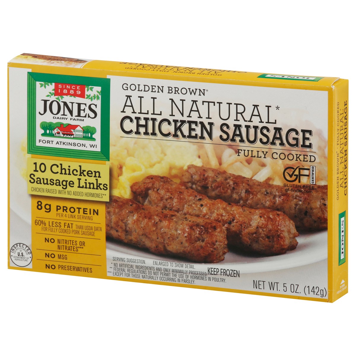 slide 9 of 9, Jones Dairy Farm Golden Brown All Natural Fully Cooked Chicken Sausage Links, 10 ct