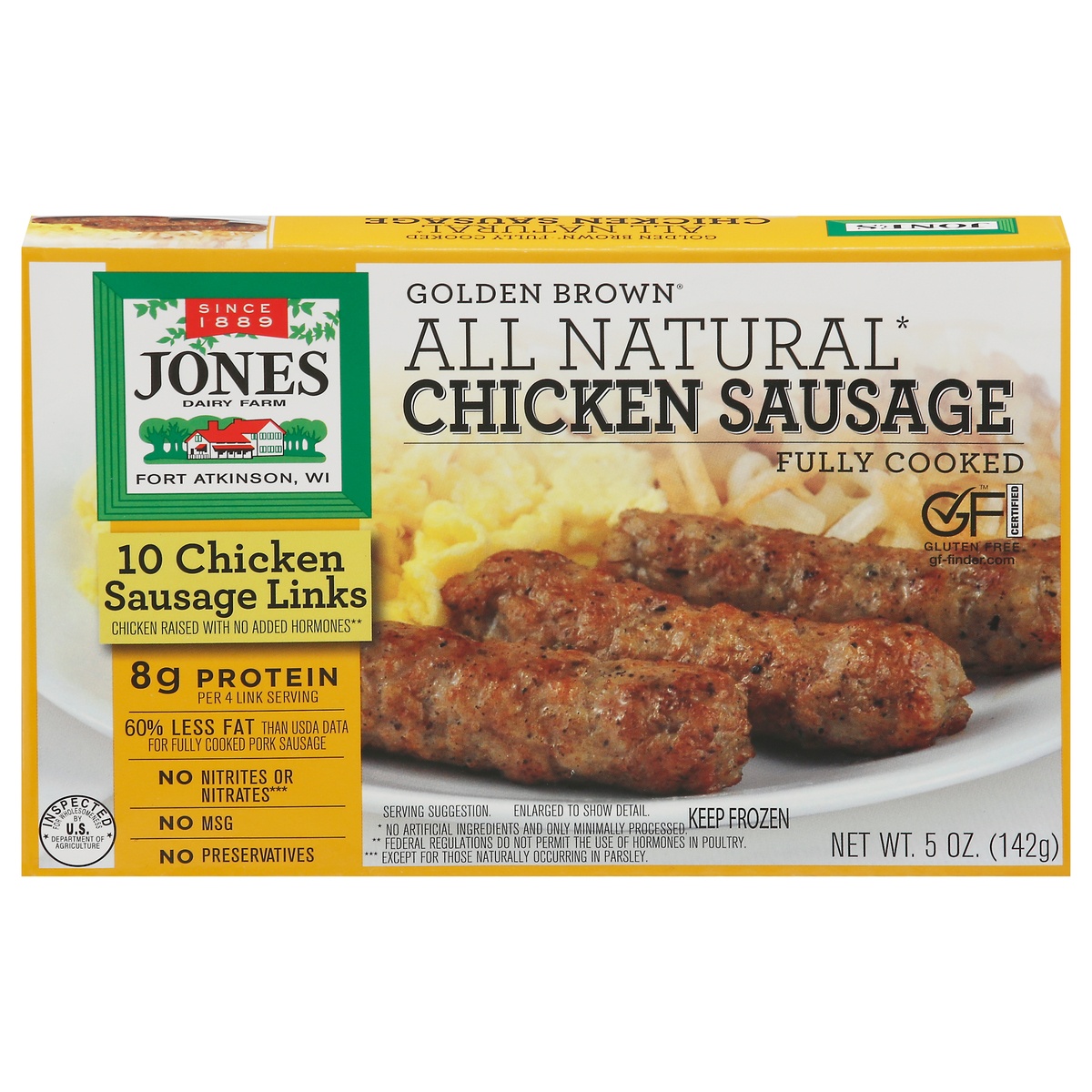 slide 1 of 10, Jones Dairy Farm Golden Brown Chicken Sausage Links 10 ea, 5 oz