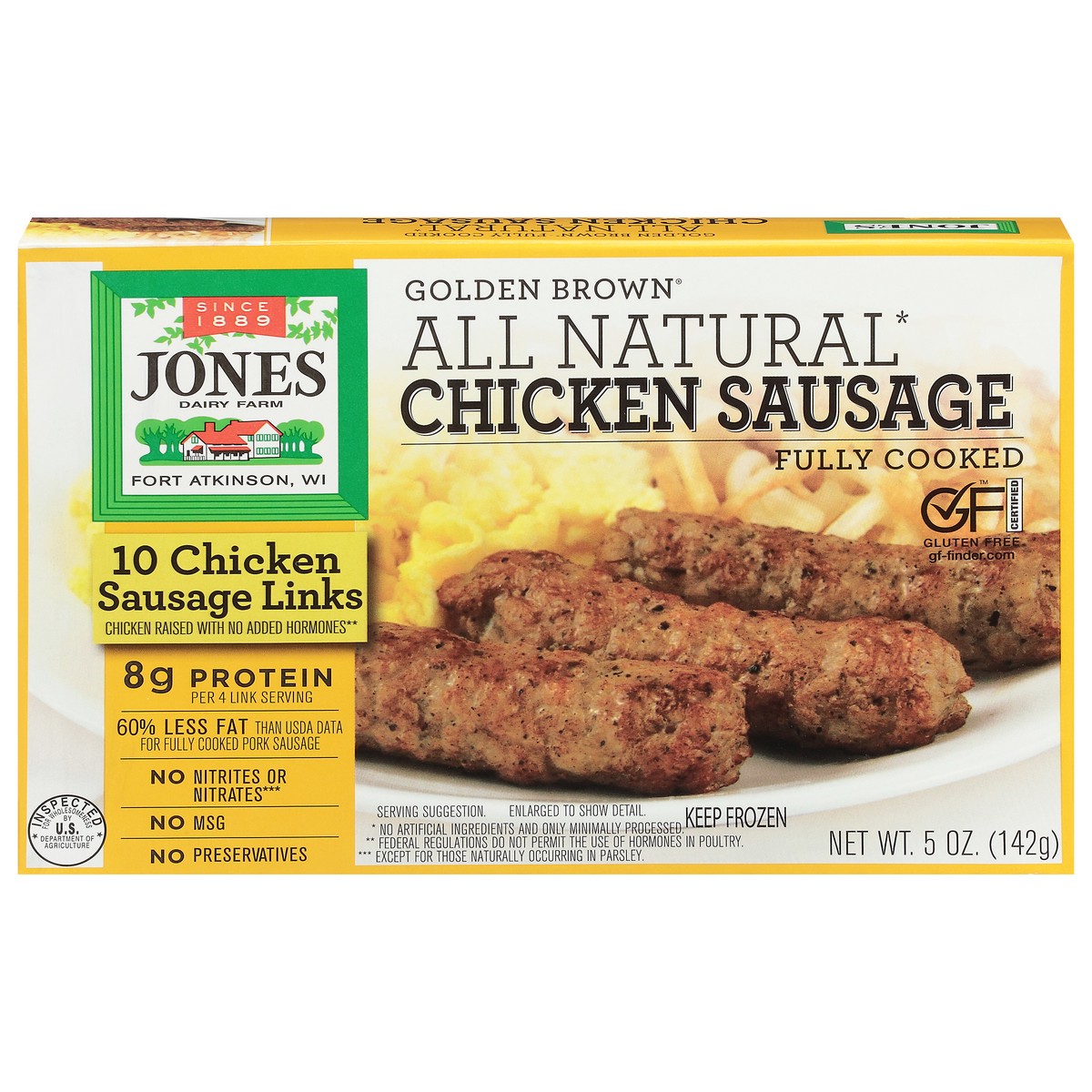 slide 1 of 9, Jones Dairy Farm Golden Brown All Natural Fully Cooked Chicken Sausage Links, 10 ct