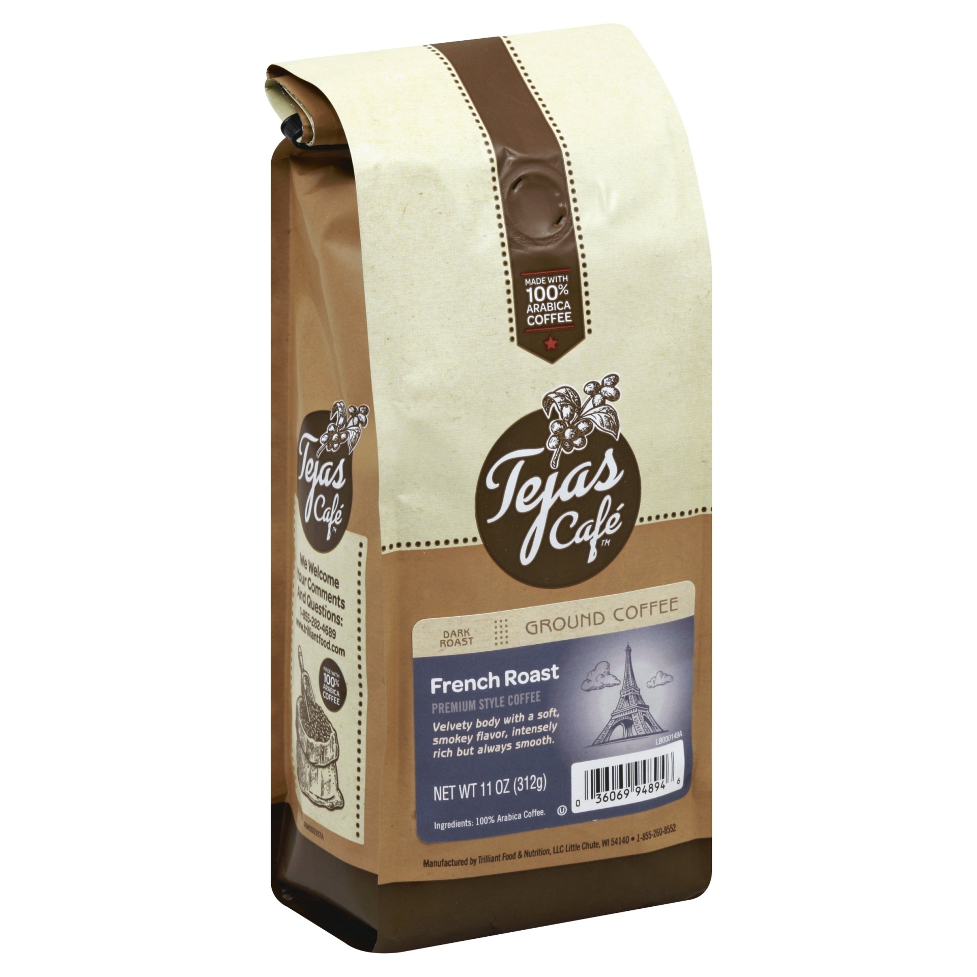 slide 1 of 1, Tejas Cafe French Roast Dark Roast Ground Coffee, 11 oz