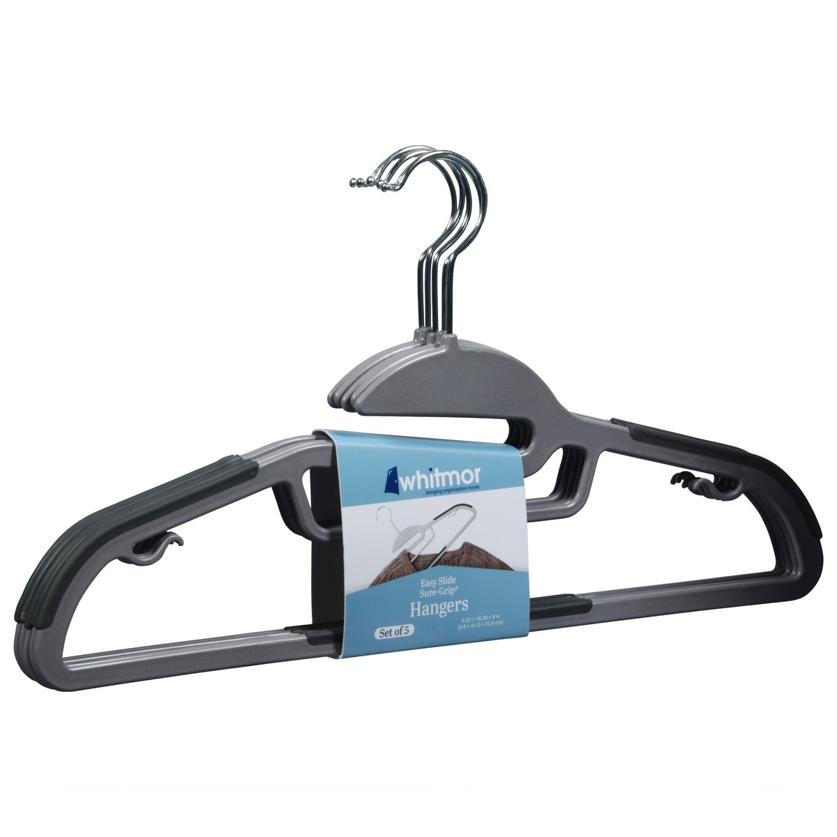 slide 8 of 9, Whitmor Sure-Grip Easy Slide Hangers 1 ea, 5 ct