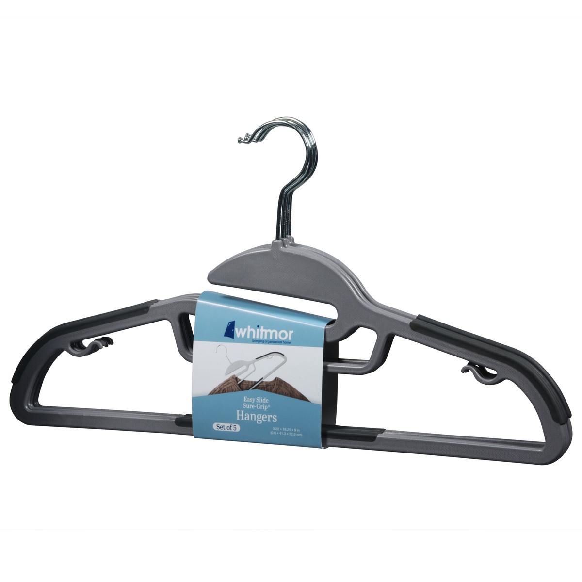 slide 2 of 9, Whitmor Sure-Grip Easy Slide Hangers 1 ea, 5 ct