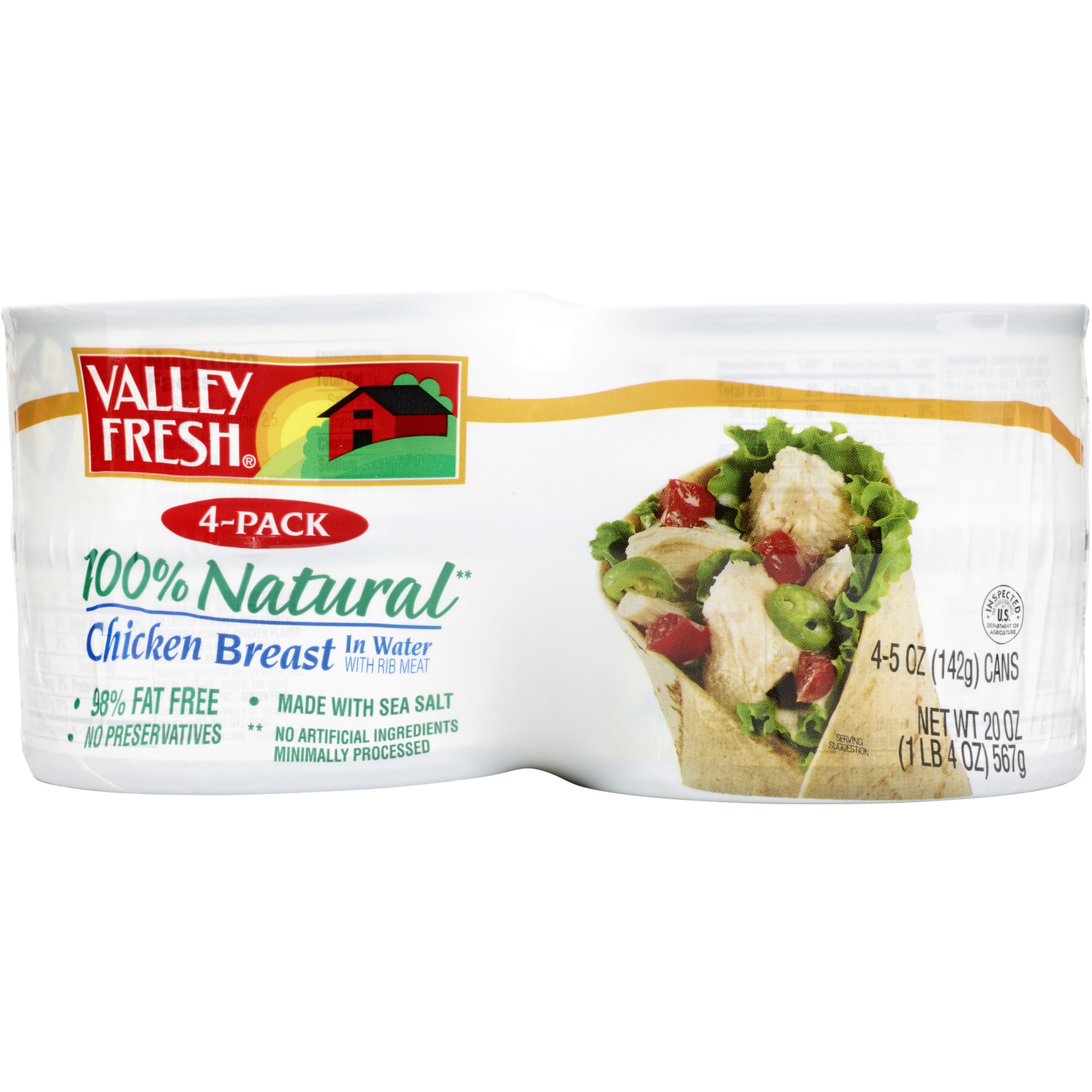 slide 1 of 6, VALLEY FRESH 100% Natural Chicken Breast, 4 ct