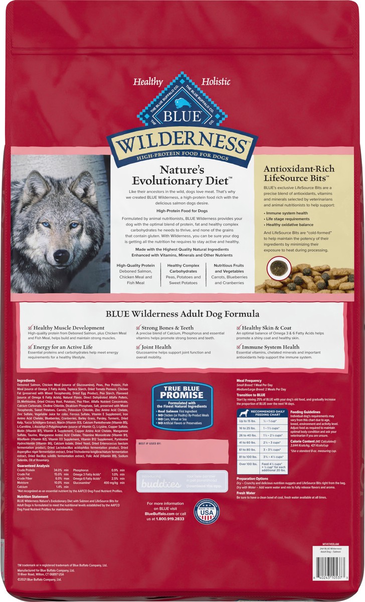 slide 6 of 9, Blue Buffalo Wilderness High Protein, Natural Adult Dry Dog Food, Salmon 24-lb, 24 lb