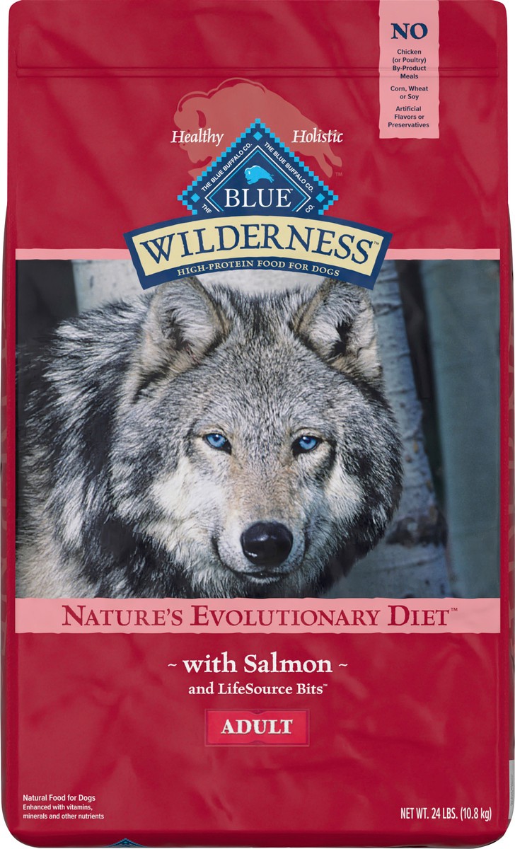 slide 7 of 9, Blue Buffalo Wilderness High Protein, Natural Adult Dry Dog Food, Salmon 24-lb, 24 lb