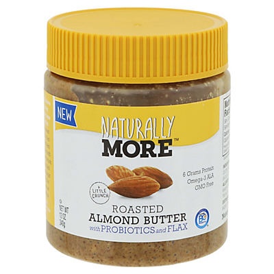 slide 1 of 1, Naturally More Roasted Almond Butter With Probiotic & Flax, 12 oz