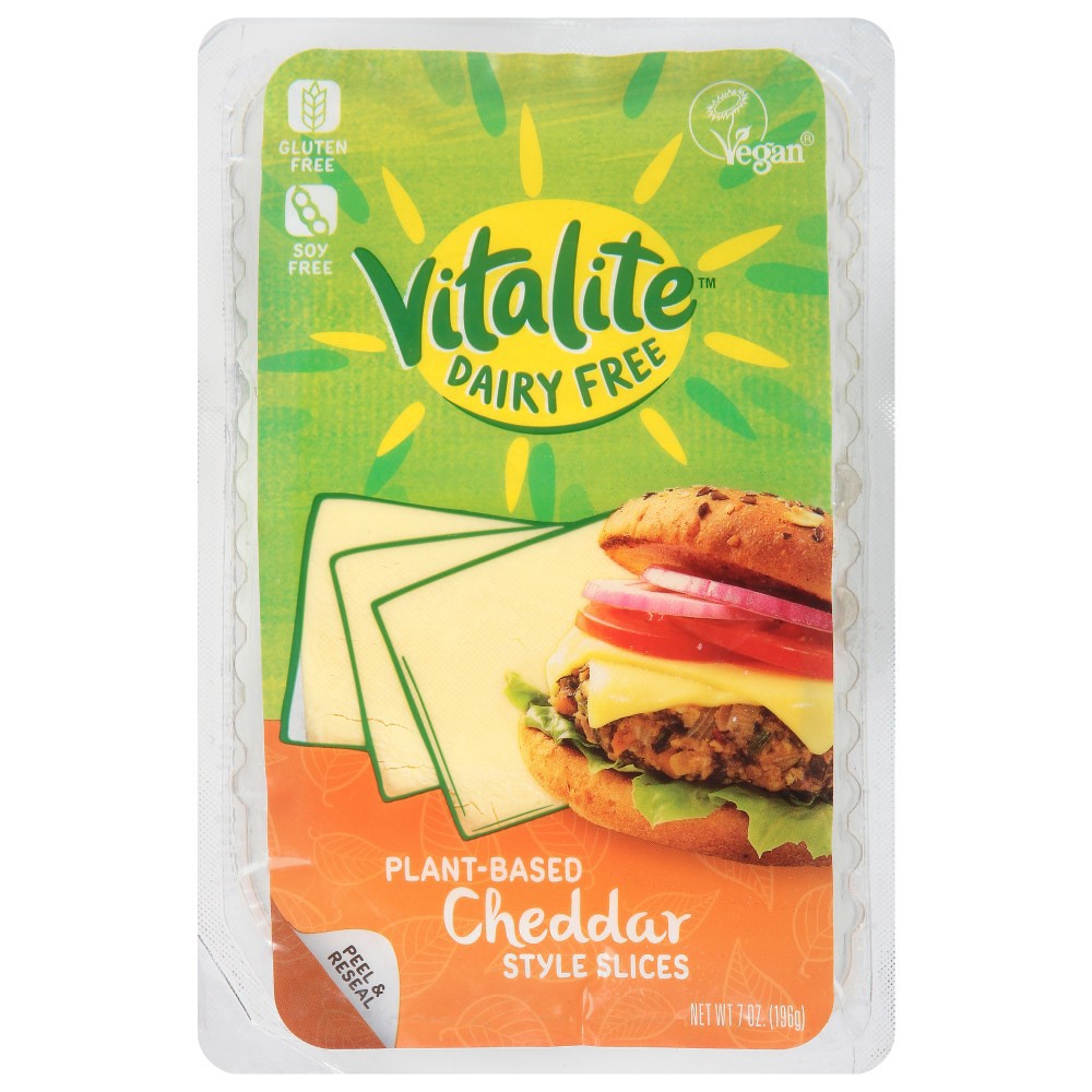 slide 1 of 2, Vitalite Dairy Free Plant Based Cheddar Cheese Slices, 7 oz