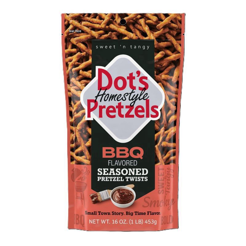 slide 1 of 4, SkinnyPop Dot's Pretzels BBQ 16oz, 16 oz