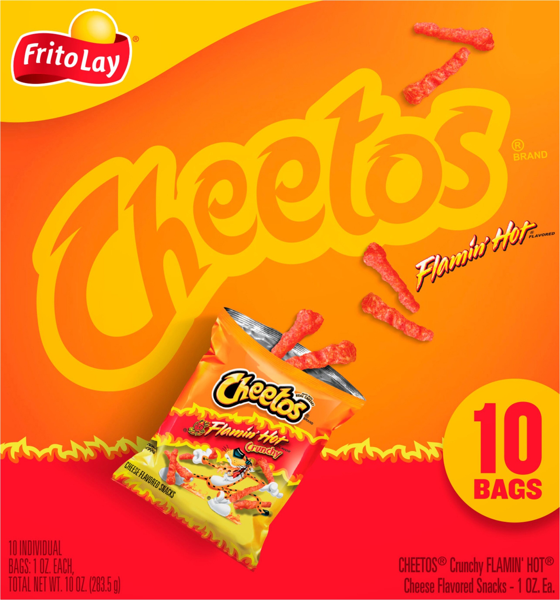 slide 1 of 1, Frito-Lay Cheetos Flamin' Hot Crunchy Cheese Flavored Snacks Multipack Cube, 10 ct; 1 oz