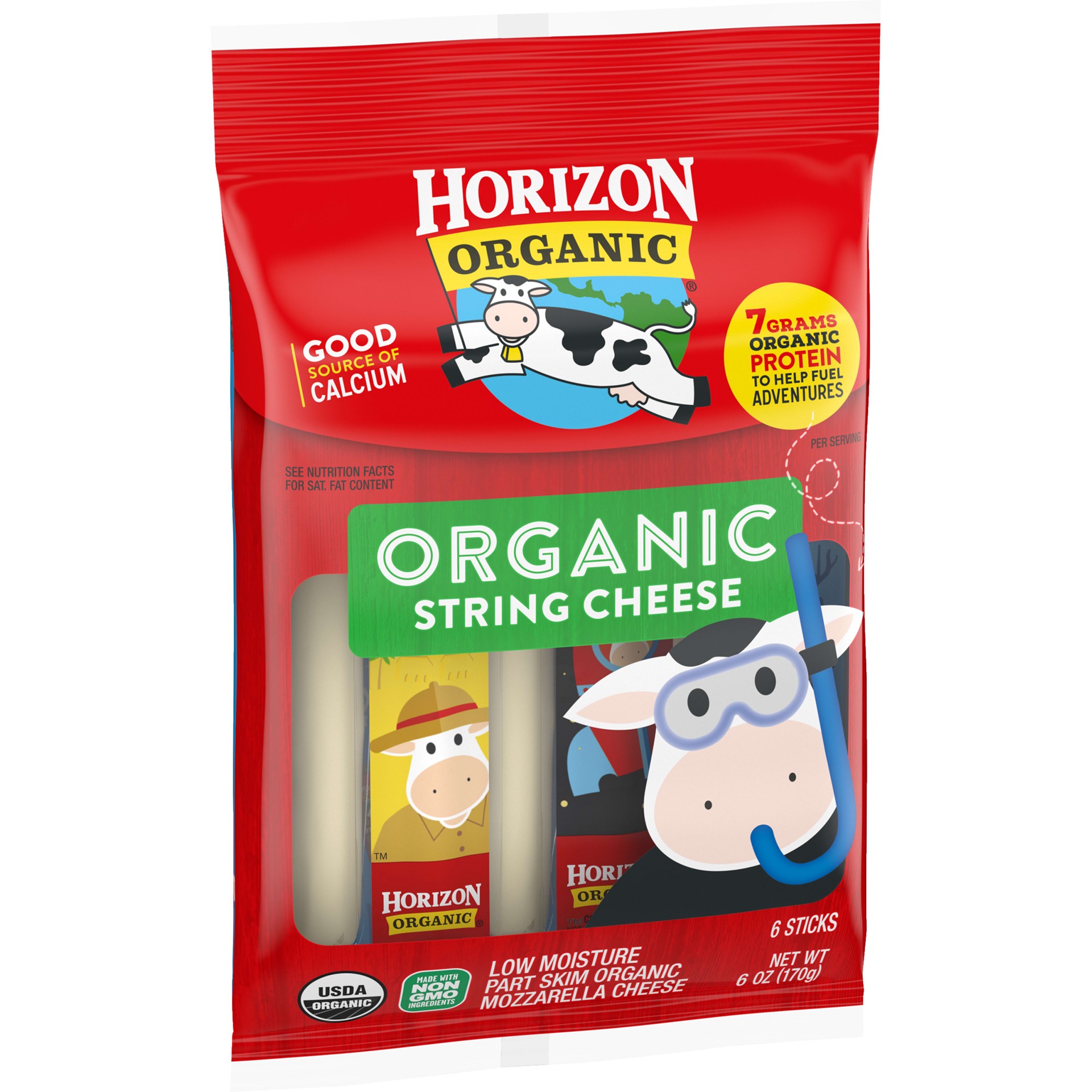 slide 4 of 5, Horizon Organic Mozzarella String Cheese, 6 oz. Pack, 6 Sticks, 6 oz