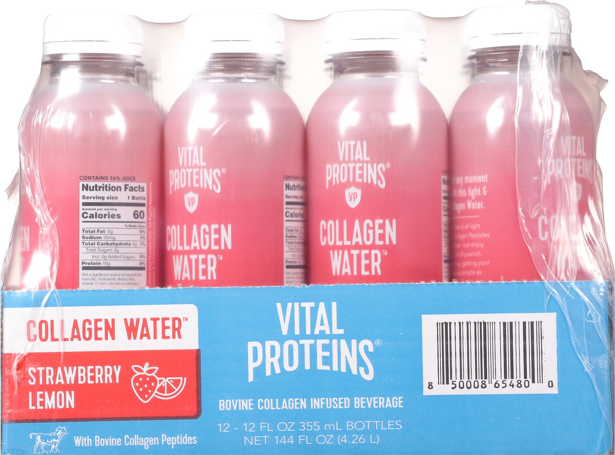 slide 11 of 11, Vital Proteins Strawberry Lemon Collagen Water 12-12 fl oz Bottles, 12 ct