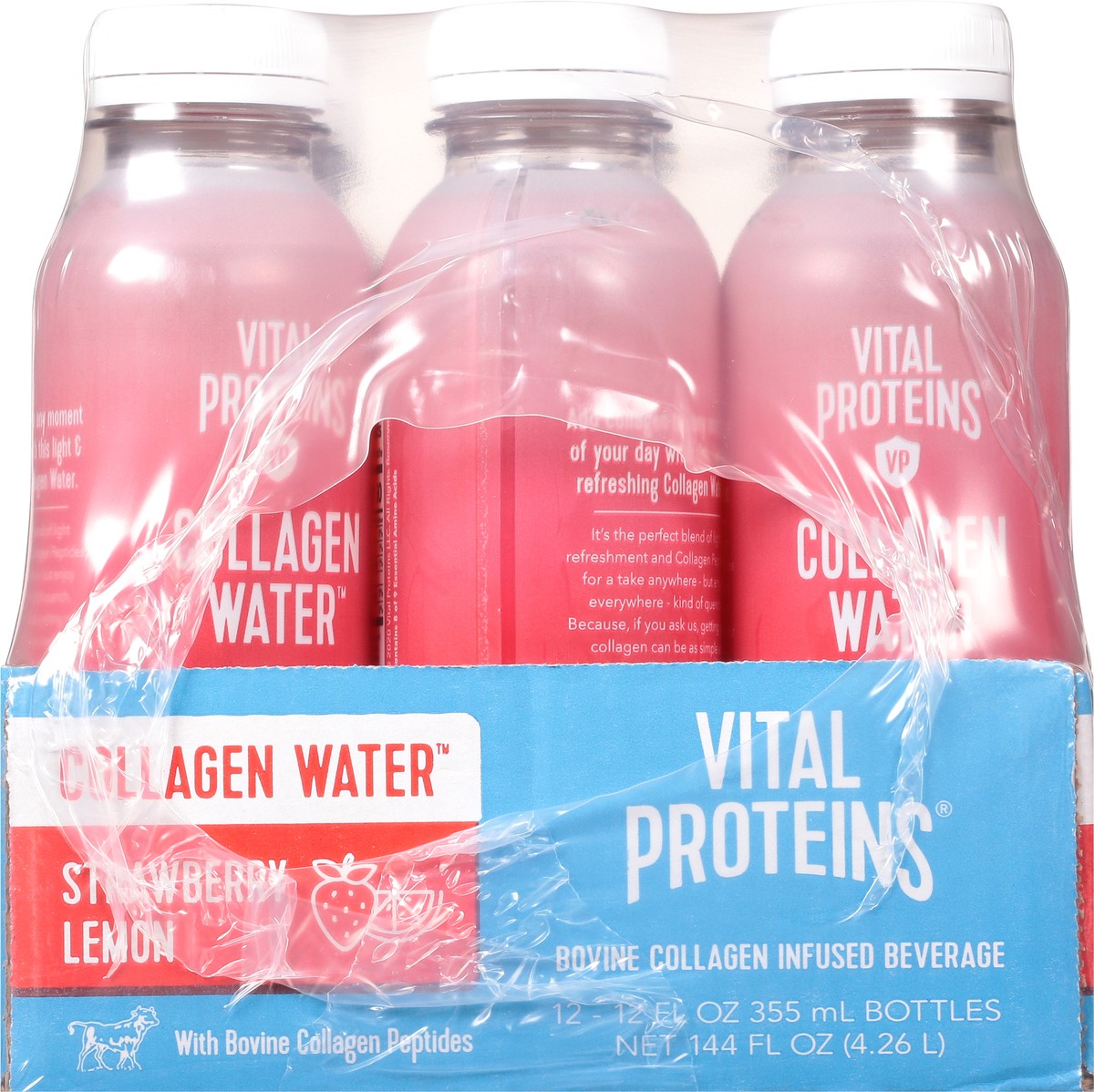 slide 7 of 11, Vital Proteins Strawberry Lemon Collagen Water 12-12 fl oz Bottles, 12 ct