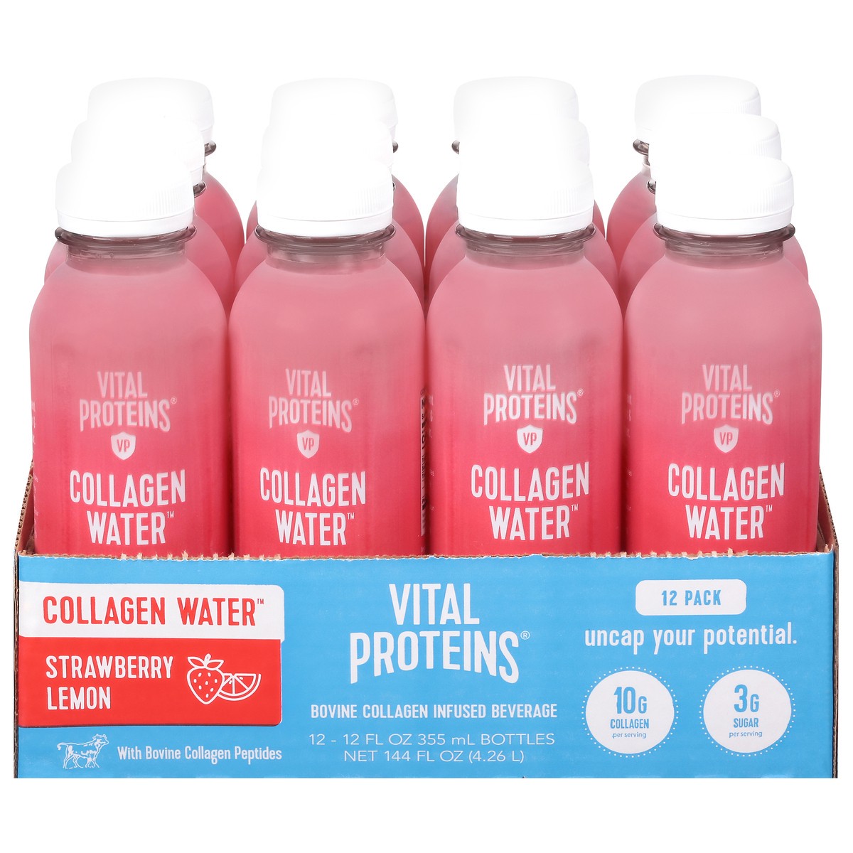 slide 1 of 11, Vital Proteins Strawberry Lemon Collagen Water 12-12 fl oz Bottles, 12 ct