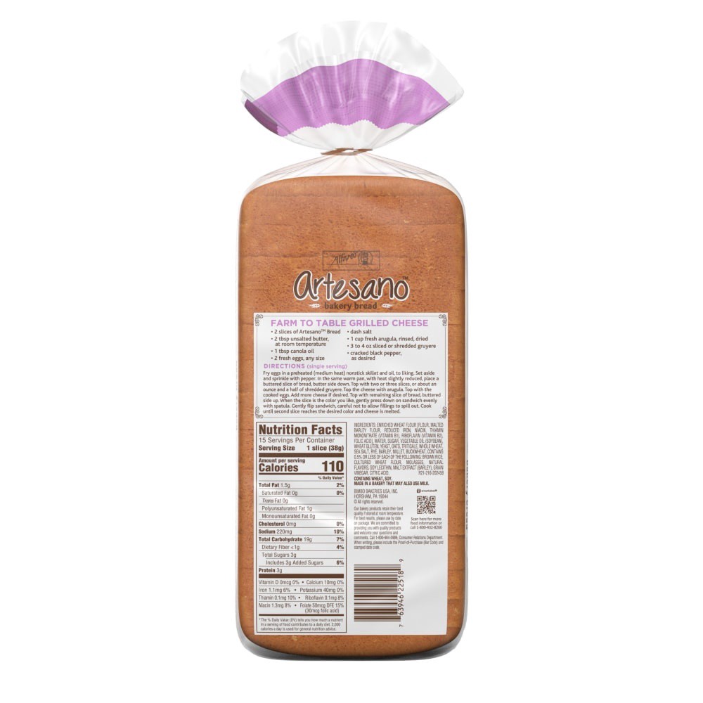 slide 2 of 3, Alfaro's Artesano Smooth Multigrain Bread, 20 oz, 1 cnt