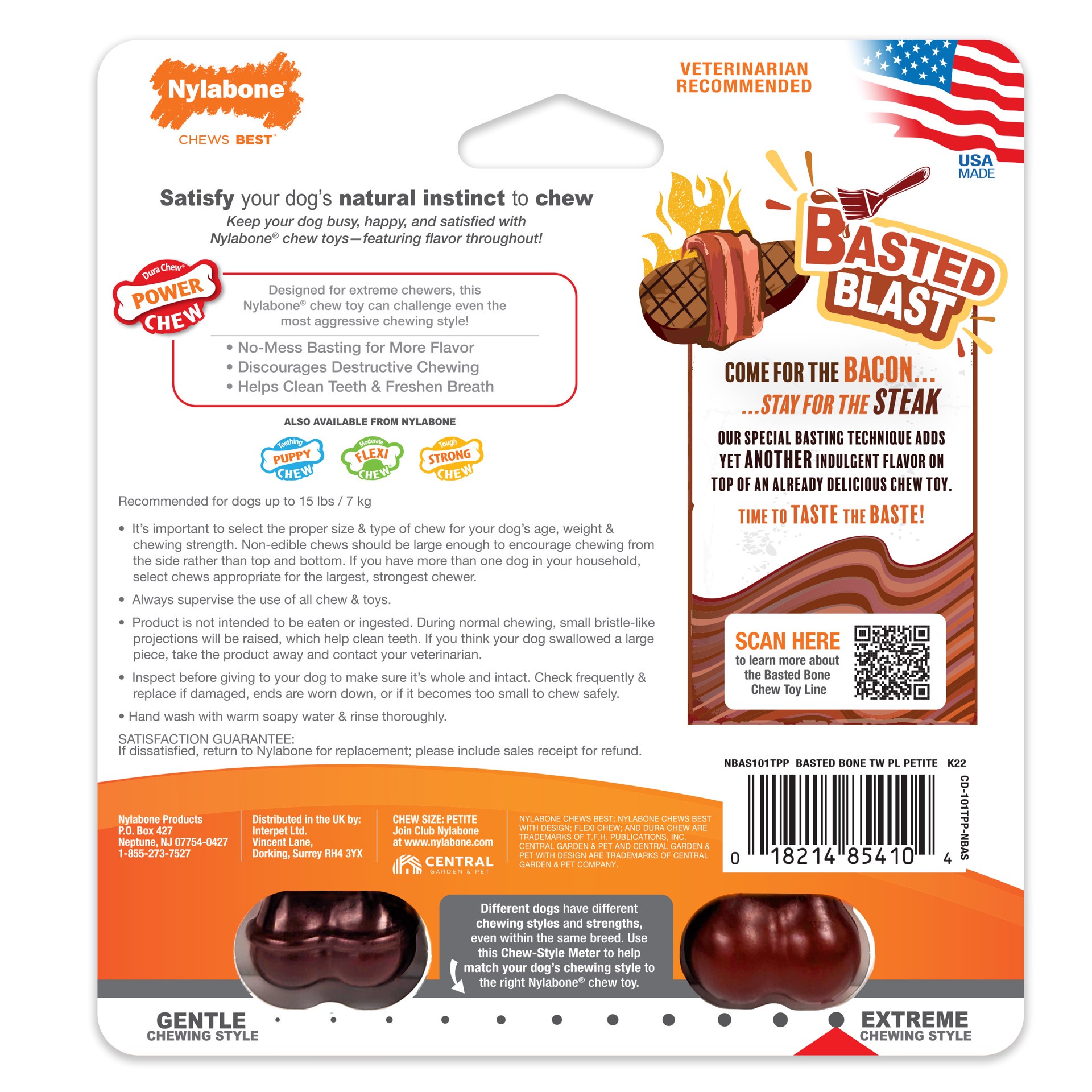 slide 9 of 10, Nylabone Power Chew Basted Blast Dual Flavored Dog Chew Toys (2 Count), 2 ct