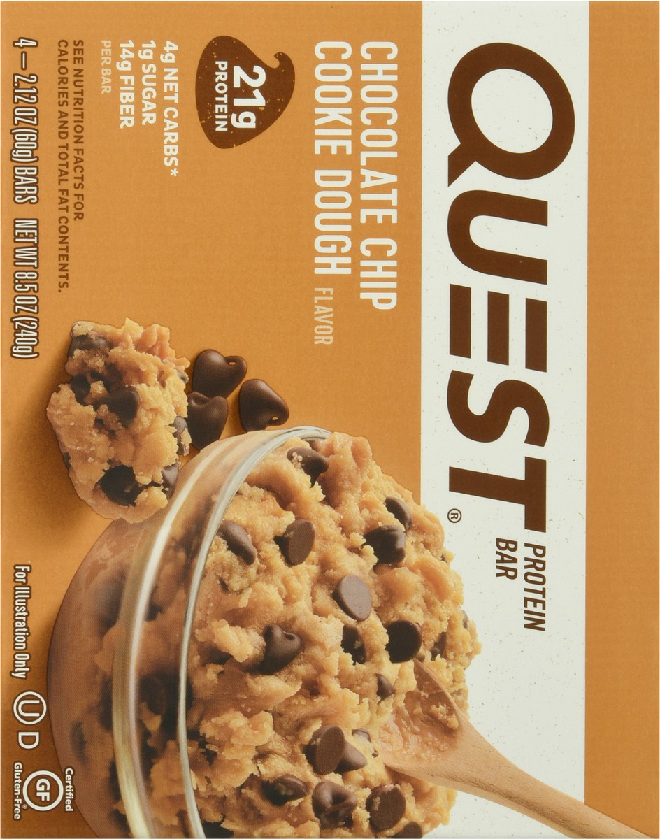 slide 5 of 9, Quest Chocolate Chip Cookie Dough Protein Bar 4-2.12 oz Packs, 4 ct