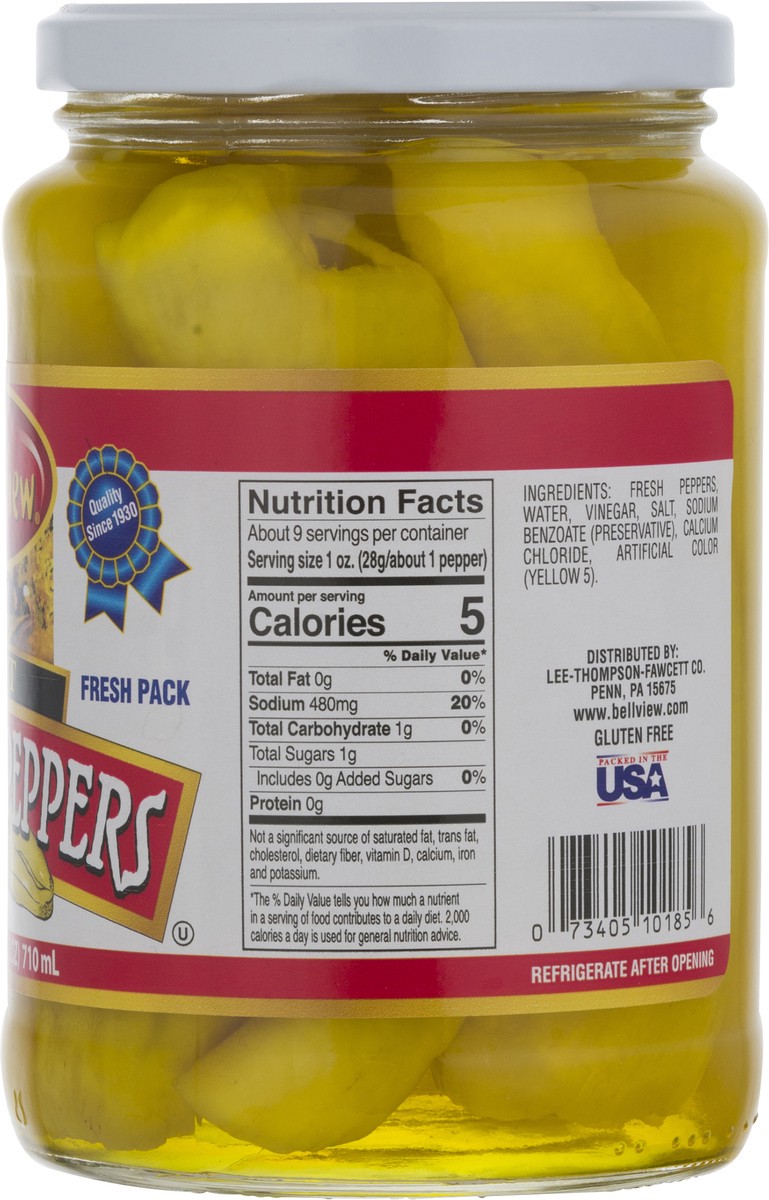 slide 12 of 12, Bell-View Fresh Pack Fancy Hot Banana Peppers 24 fl oz, 24 fl oz