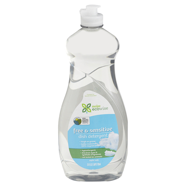 slide 1 of 2, Meijer Ecowise Free & Sensitive Liquid Dishwashing Detergent, 25 oz