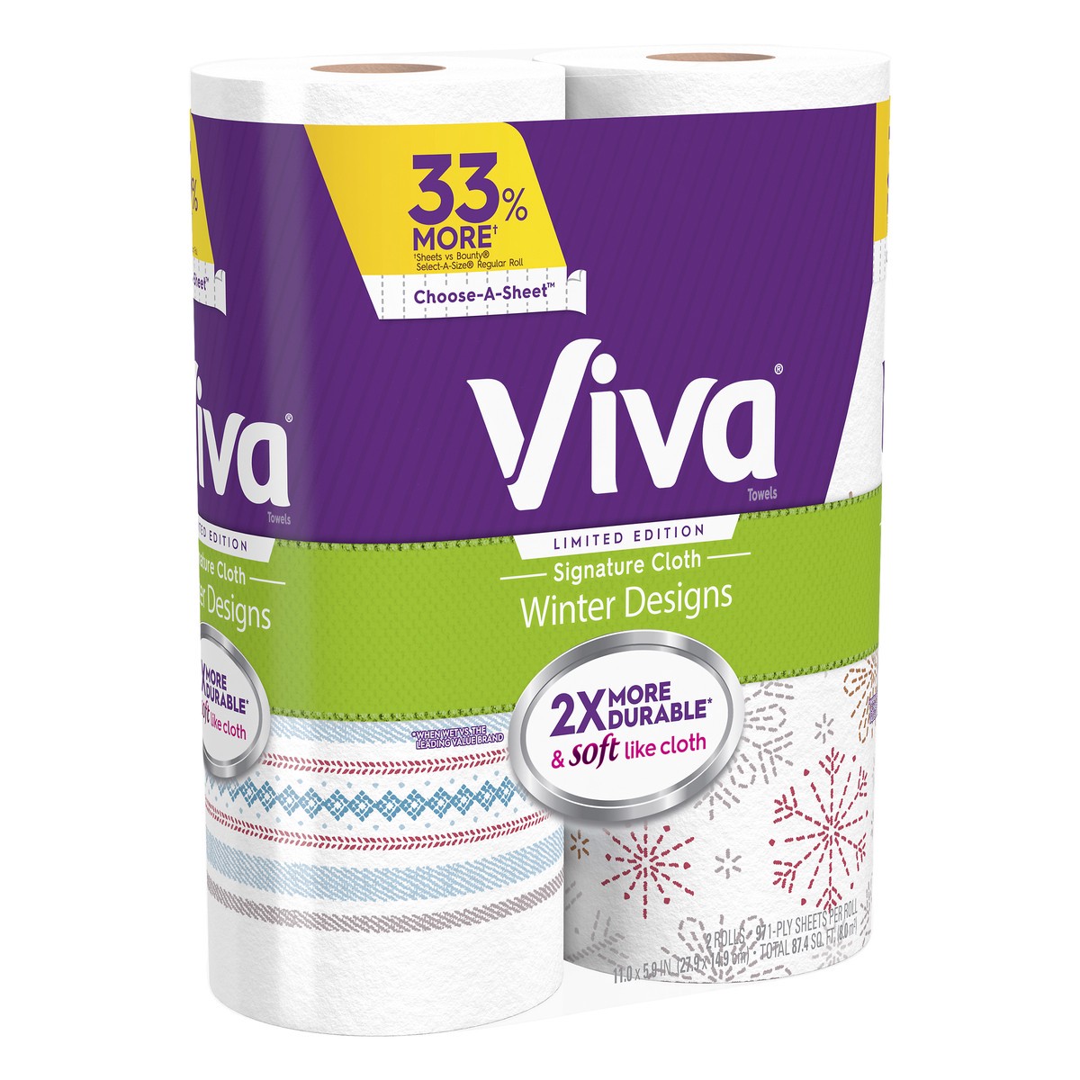 slide 2 of 9, Viva 1-Ply Signature Cloth Winter Designs Choose-A-Sheet Towels 2 Rolls, 2 ct