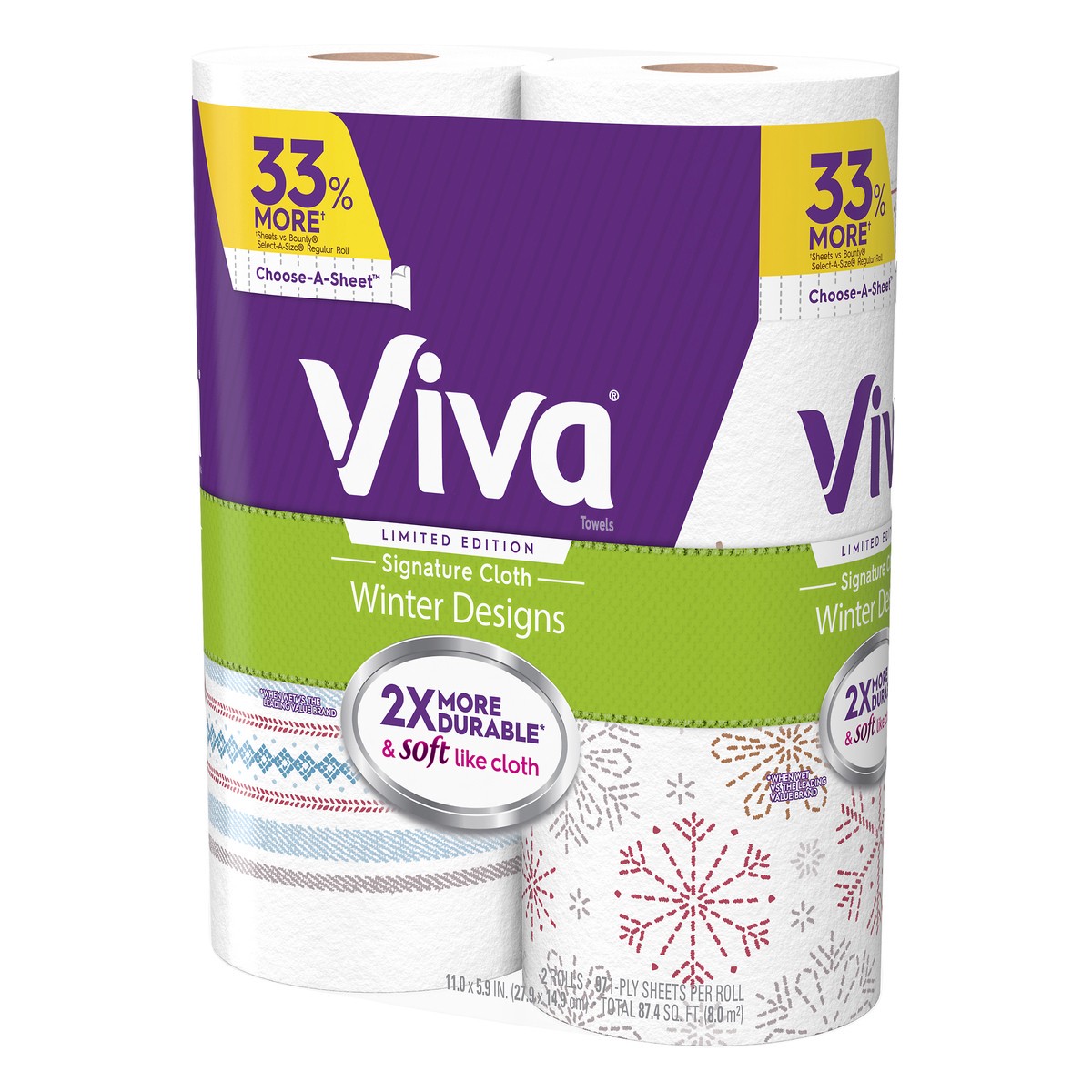 slide 3 of 9, Viva 1-Ply Signature Cloth Winter Designs Choose-A-Sheet Towels 2 Rolls, 2 ct