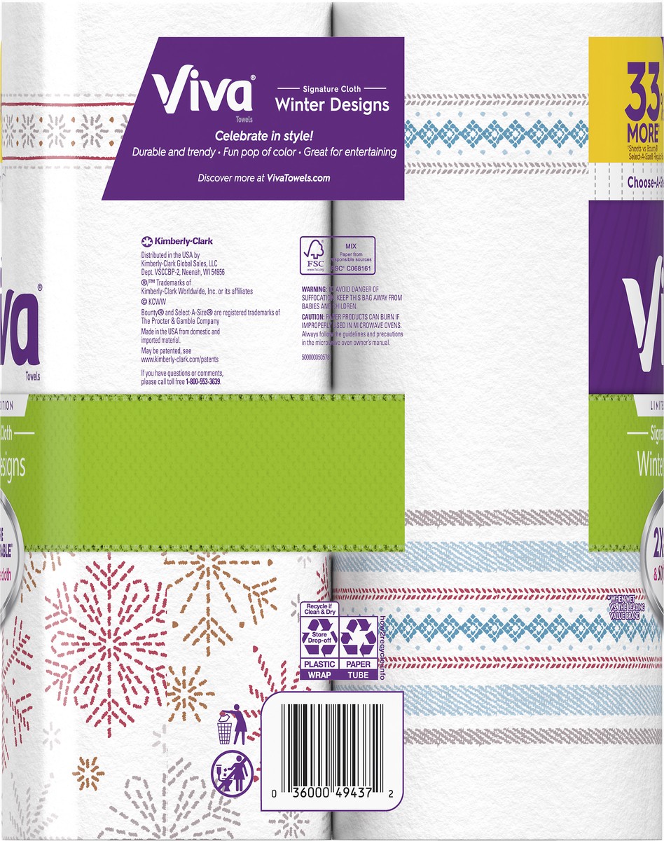 slide 5 of 9, Viva 1-Ply Signature Cloth Winter Designs Choose-A-Sheet Towels 2 Rolls, 2 ct