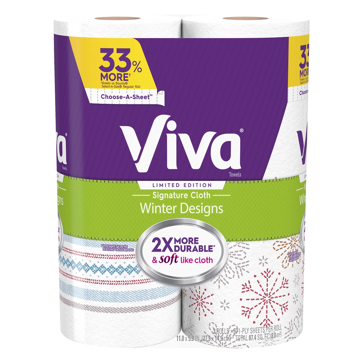 slide 1 of 9, Viva 1-Ply Signature Cloth Winter Designs Choose-A-Sheet Towels 2 Rolls, 2 ct