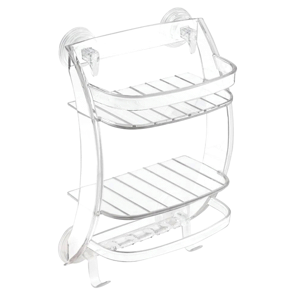 slide 1 of 1, Power Lock Suction Bathroom Shower Caddy Organizer for Shampoo, Conditioner, Soap - Clear, 1 ct