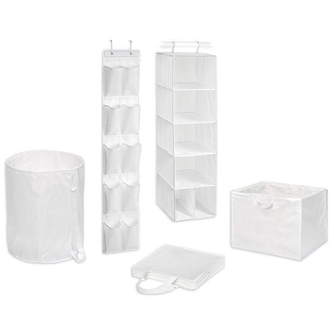 slide 1 of 2, Simply Essential Closet Organizer Set - White, 5 ct