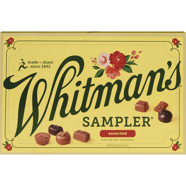 slide 1 of 1, Whitman's Wht Assorted Jumbo Holiday Sampler Box, 36 oz