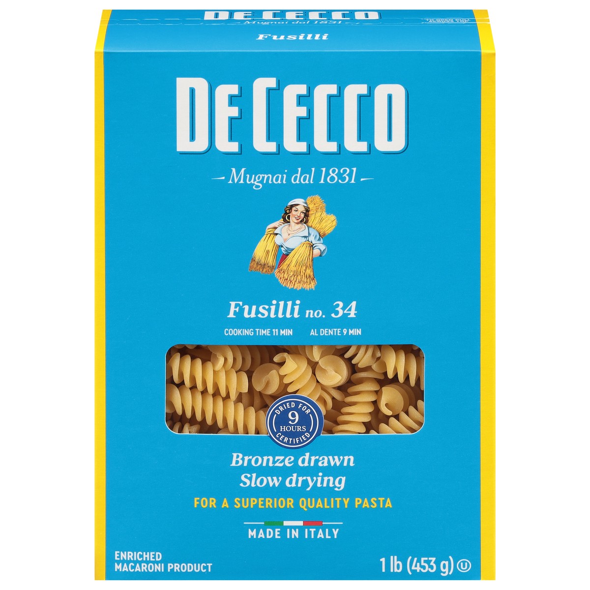 slide 1 of 9, De Cecco Slow Dried No. 34 Fusilli 1 lb, 1 lb