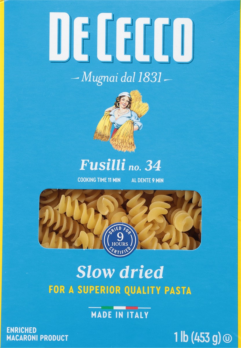 slide 6 of 9, De Cecco Slow Dried No. 34 Fusilli 1 lb, 1 lb