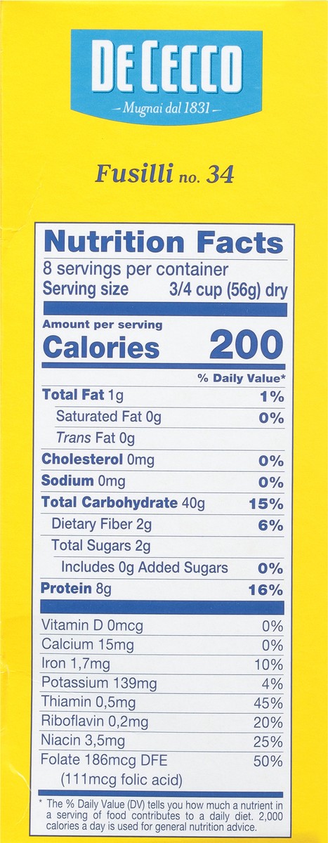 slide 7 of 9, De Cecco Slow Dried No. 34 Fusilli 1 lb, 1 lb