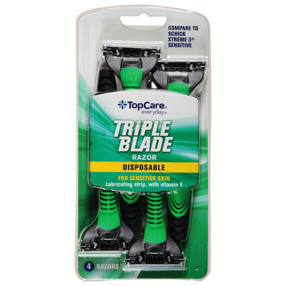 slide 6 of 12, Topcare Everyday Disposable Triple Blade Razor 4 ea Blister Pack, 4 ct