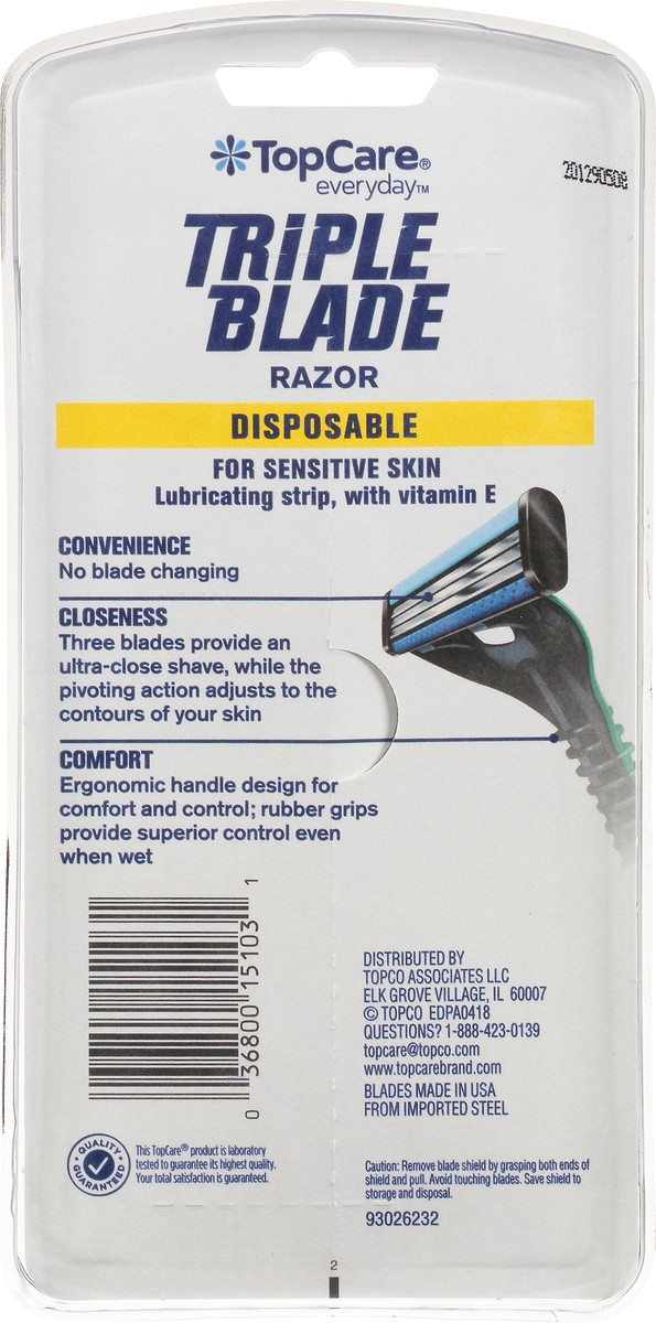 slide 9 of 12, Topcare Everyday Disposable Triple Blade Razor 4 ea Blister Pack, 4 ct