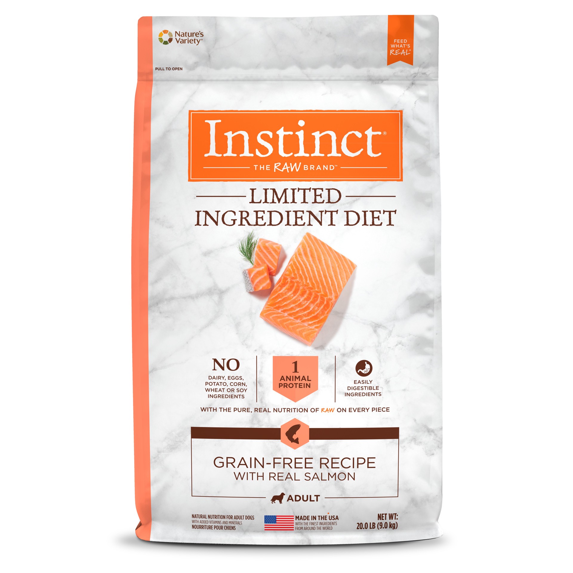 slide 1 of 7, Instinct Limited Ingredient Diet Salmon Dry Dog Food, 20 lb. Bag, 20 lb