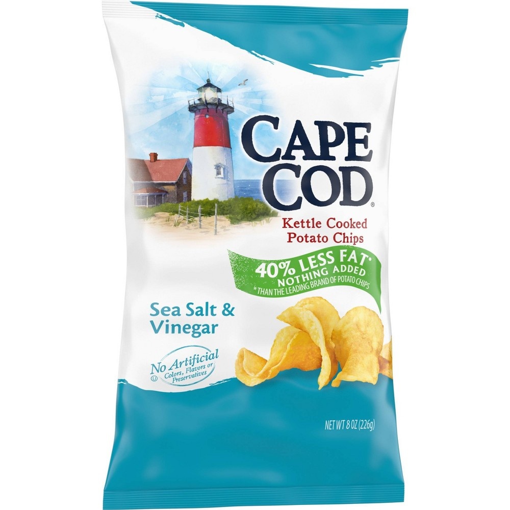 slide 3 of 6, Cape Cod Kettle Cooked Potato Chips - Sea Salt And Vinegar, 8 oz