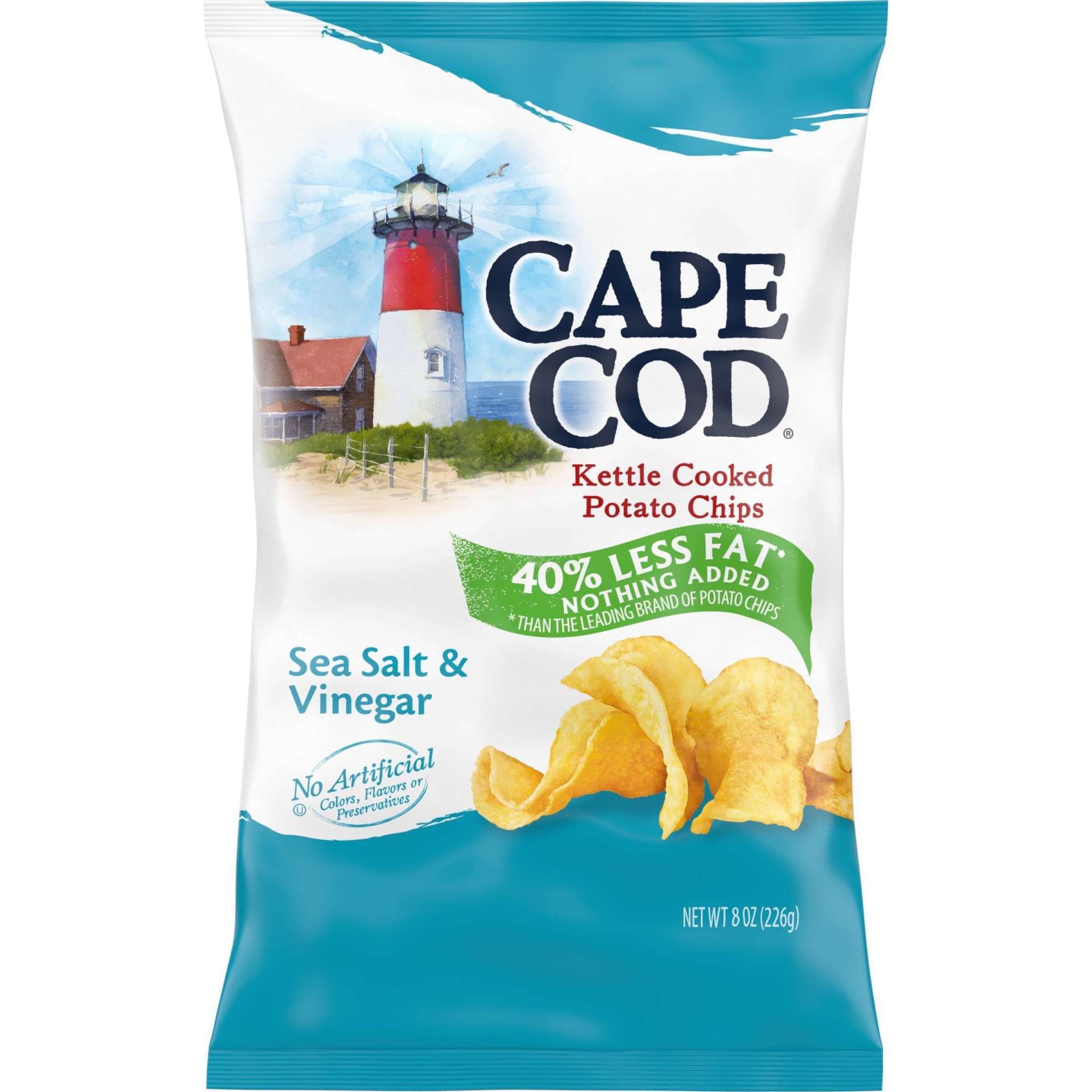 slide 1 of 6, Cape Cod Kettle Cooked Potato Chips - Sea Salt And Vinegar, 8 oz