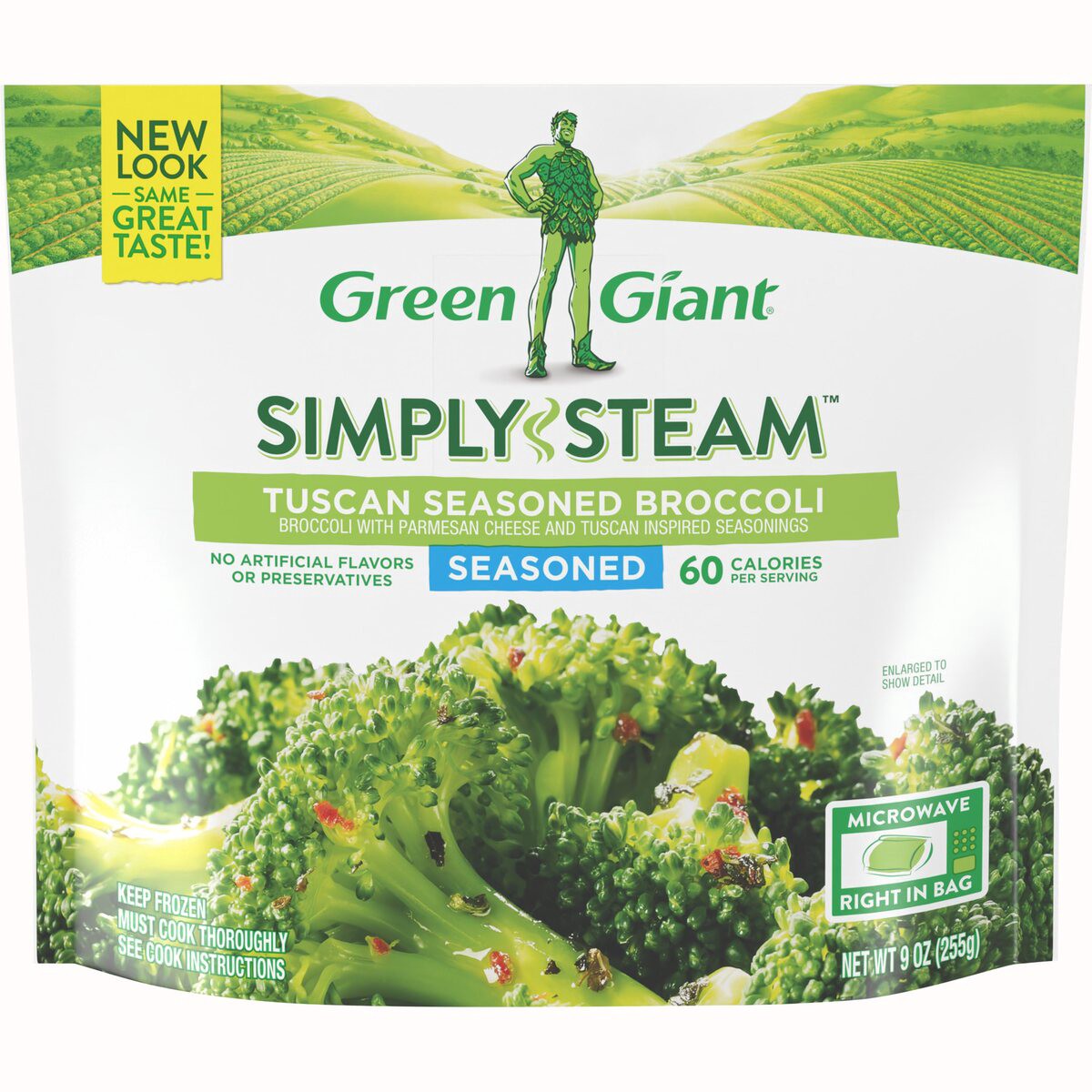 slide 1 of 9, Green Giant Seasoned Steamers Tuscan Broccoli Frozen Vegetables, 9 oz