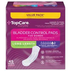 TopCare Everyday Long Length Bladder Control Ultimate Absorbency Pads for Women Value Pack 45 ct