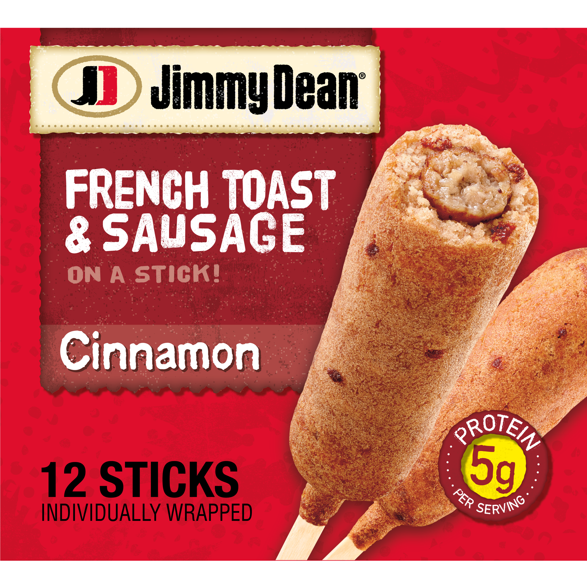 slide 1 of 8, Jimmy Dean Cinnamon French Toast & Sausage on a Stick, Frozen Breakfast, 12 Count, 850.49 g