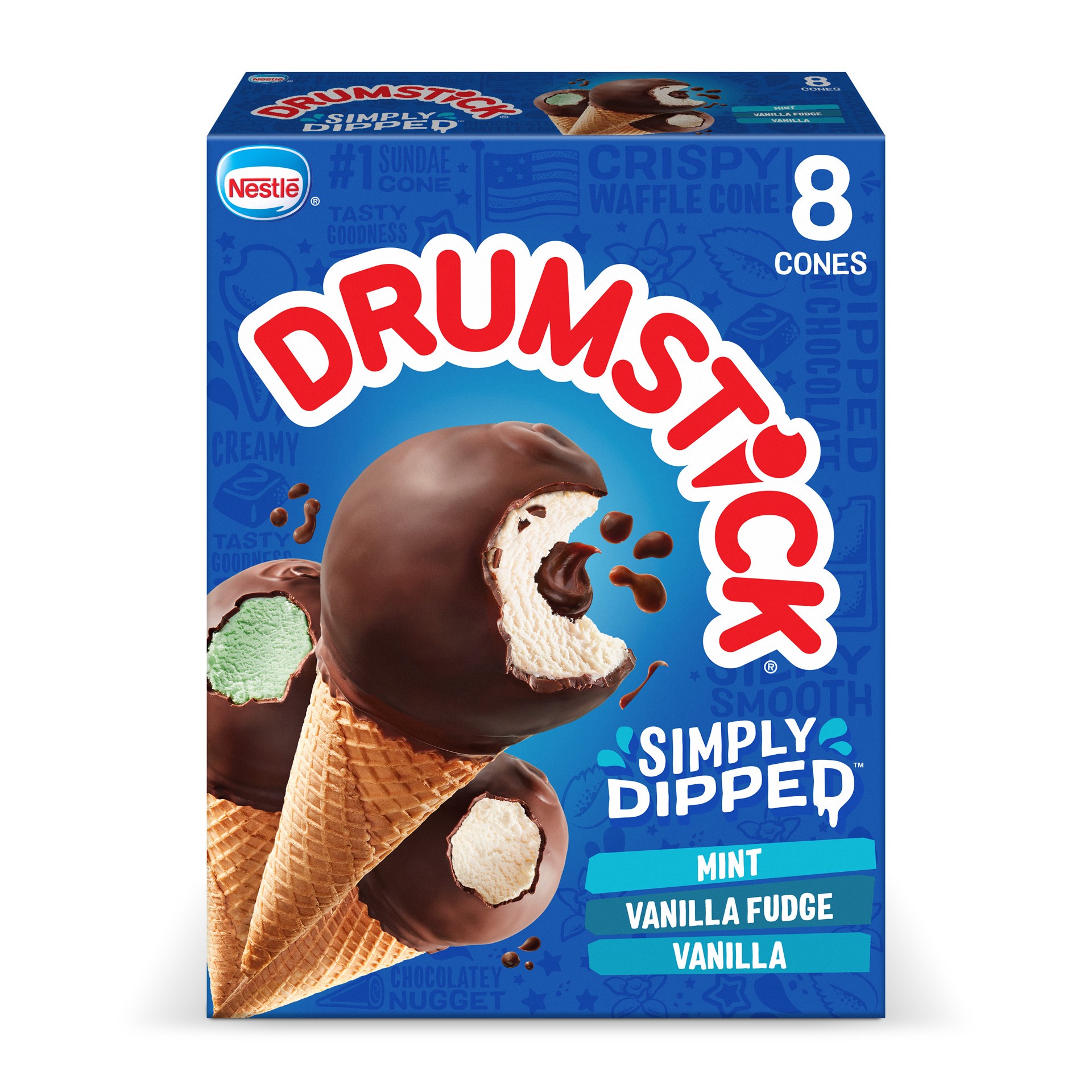 slide 1 of 5, Drumstick Simply Dipped Sundae Cones Variety Pack, 8 Count, 8 ct