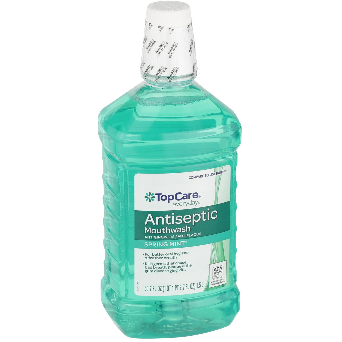 slide 8 of 9, TopCare Antigingivitis / Antiplaque Antiseptic Mouthwash, Spring Mint, 50.7 fl oz