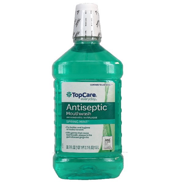 slide 1 of 9, TopCare Antigingivitis / Antiplaque Antiseptic Mouthwash, Spring Mint, 50.7 fl oz