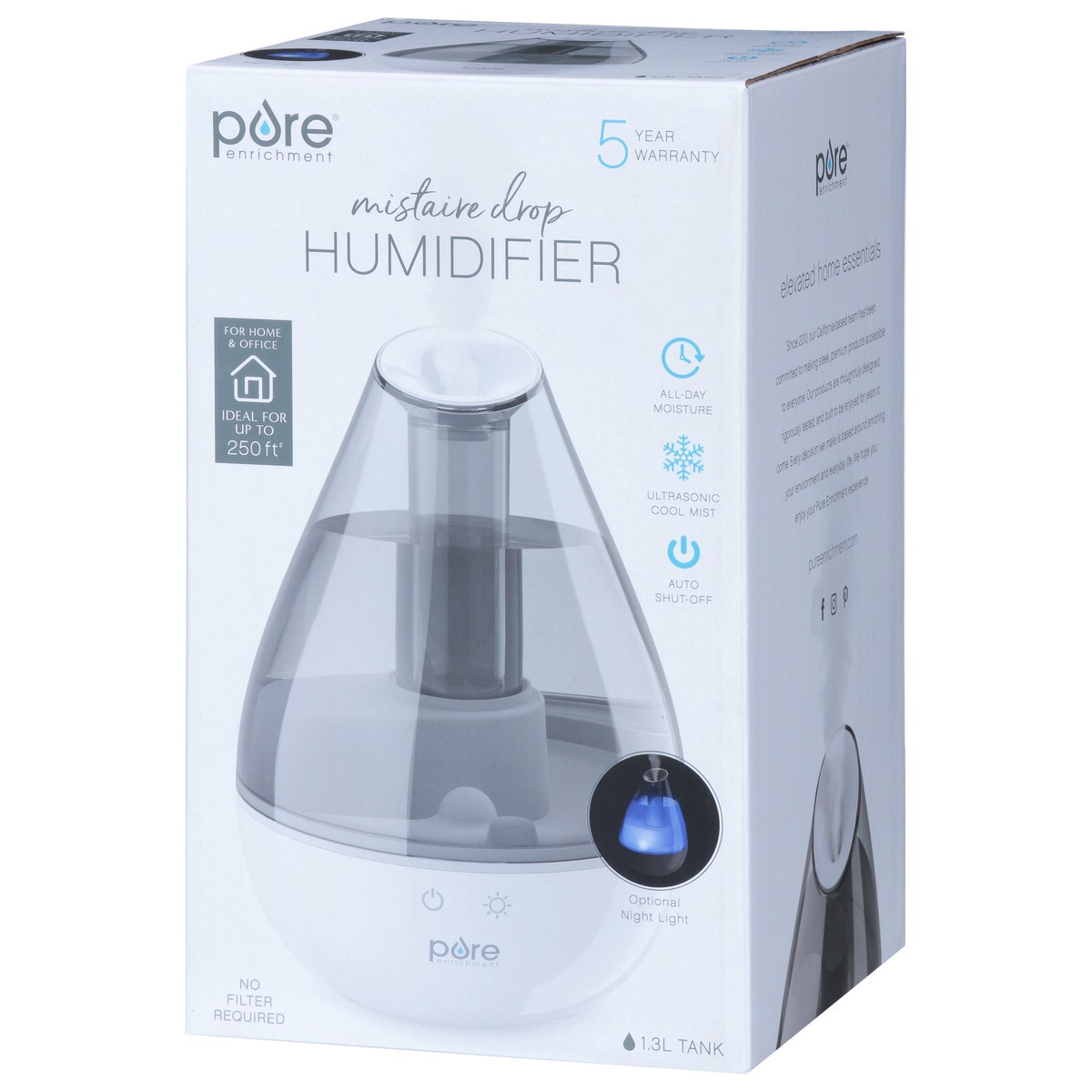 slide 3 of 8, Pure Enrichment 1.3 Liters Mistaire Drop Humidifier 1 ea, 1 ct