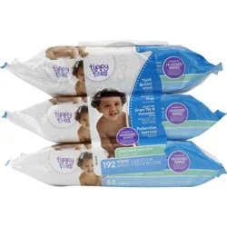 Tippy Toes Thick & Quilted Green Tea & Cucumber Wipes - 3 x 64 Wipe Packs