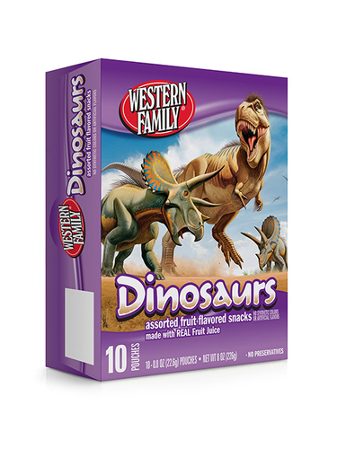 slide 1 of 1, Western Family Dinosaurs Fruit Snacks, 10 ct