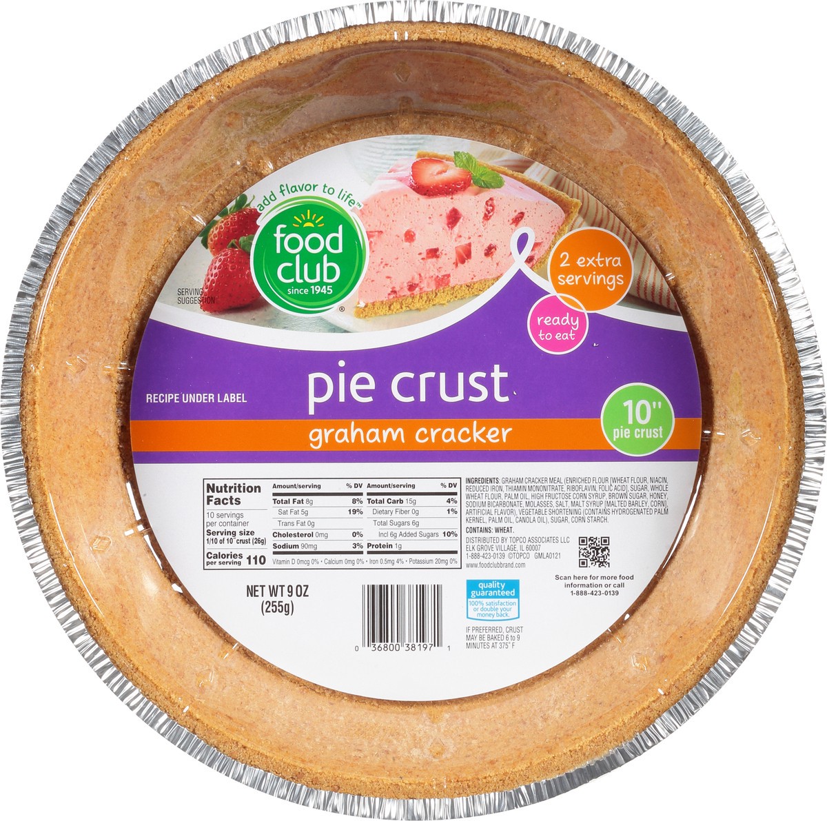 slide 5 of 9, Food Club 10 Inch Graham Cracker Pie Crust 9 oz, 9 oz