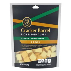 Cracker Barrel Rich & Bold Vermont Sharp White Cheddar & Gouda Cheese Cubes, 6 oz Bag