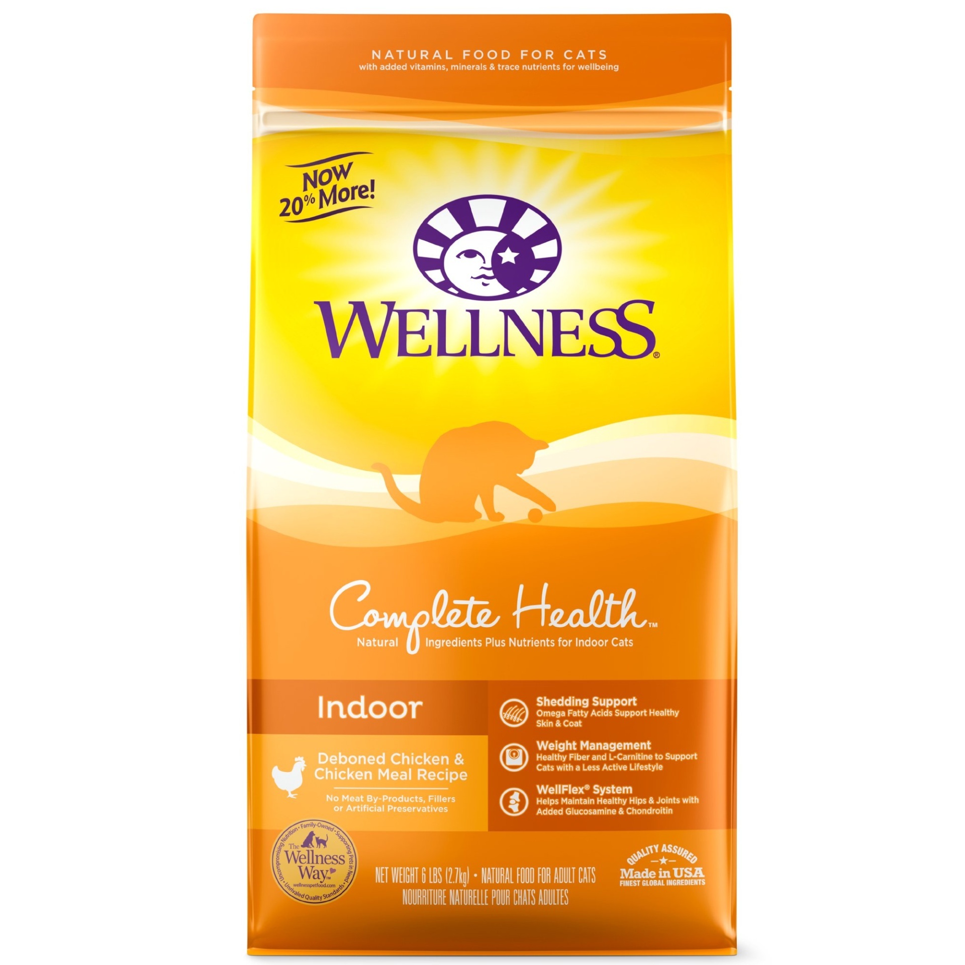 slide 1 of 1, Wellness Complete Health Natural Deboned Chicken & Chicken Meal Dry Indoor Cat Food, 6 lb